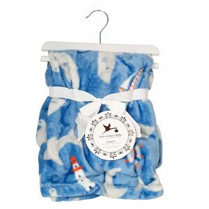 Adirondack Baby Sharks Light House Soft Security Lovey Blanket 30" X 40" New